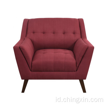 Sofa Santai Kain Merah Ruang Tamu Satu Kursi